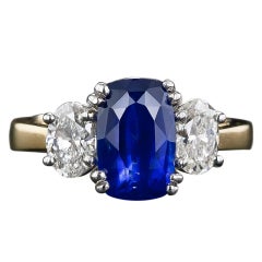 3.33 Carat Sapphire and Diamond Ring
