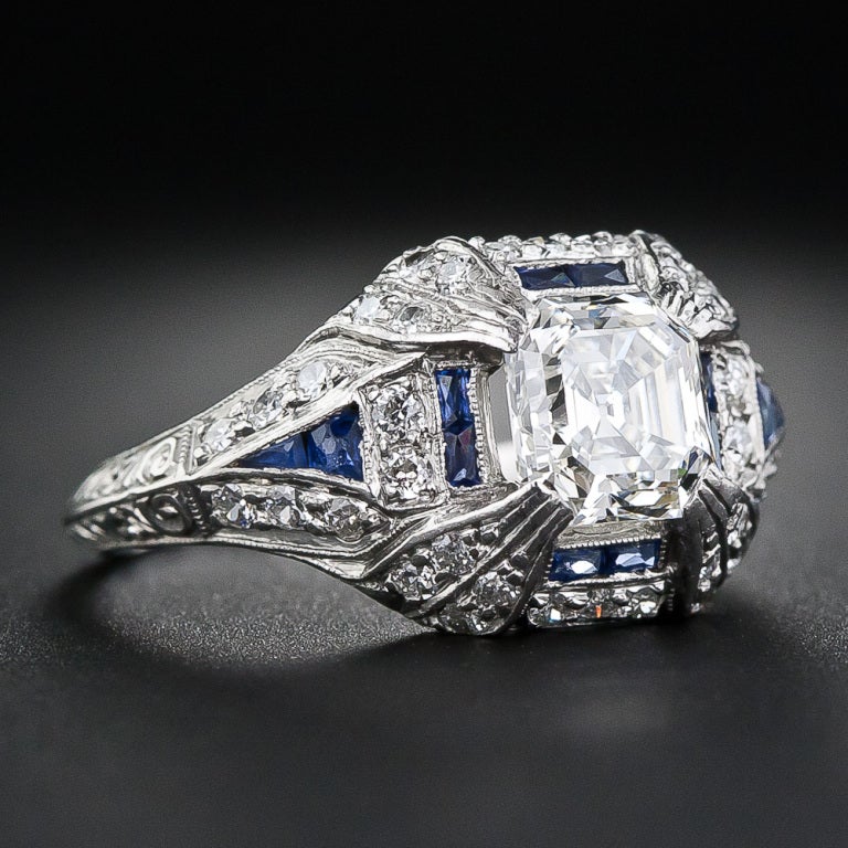 Asscher cut engagement rings art deco