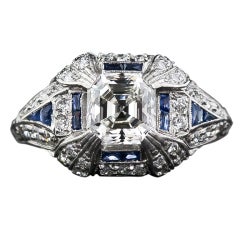 Antique 1.40 Carat Asscher-Cut Diamond Art Deco Engagement Ring