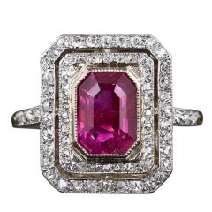 Vintage French 2.20 Carat Burmese 'No Heat' Ruby and Diamond Ring