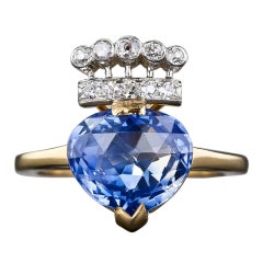 Vintage 4.60 Carat Kashmir Sapphire and Diamond Ring