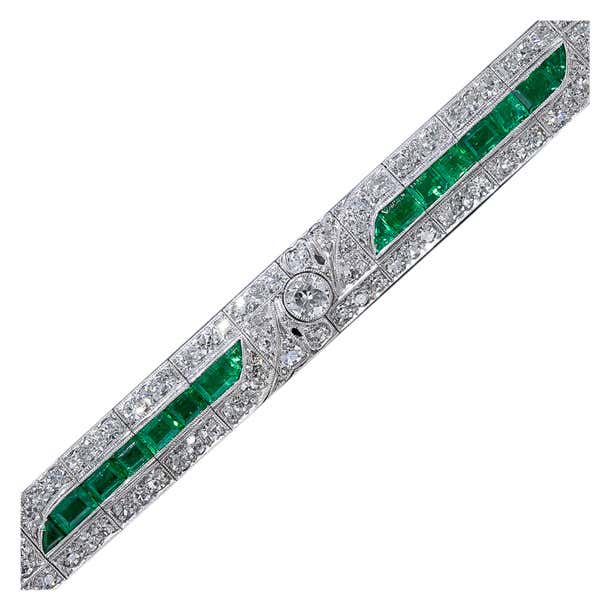 Emerald and Diamond Art Deco Bracelet For Sale at 1stDibs | art deco ...