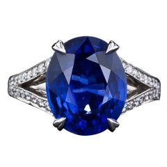 7.14 Carat Sapphire and Diamond Ring 6