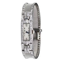 Lady's Art Deco Diamond Platinum Bracelet Watch