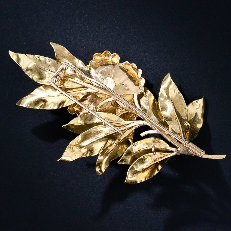Buccellati Mexican Opal Gold Leaf Brooch