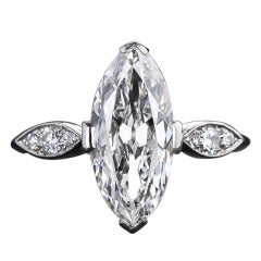 2.66 Carat Marquise Diamond Art Deco Ring