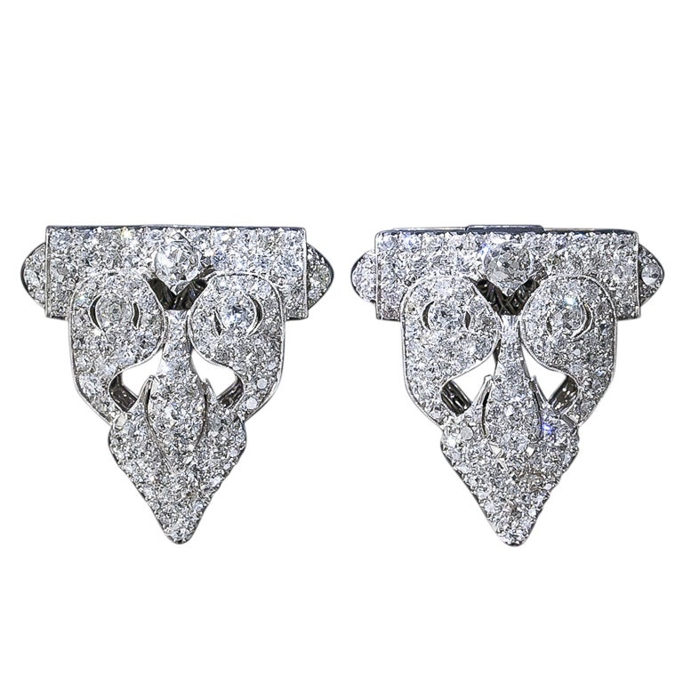 Art Deco Platinum and Diamond Clips