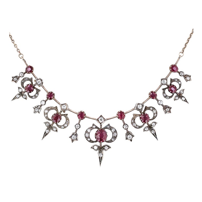 Victorian Ruby and Diamond Necklace