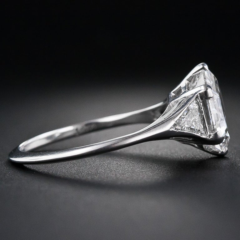 Art Deco 2.91 Carat Hexagon Diamond Platinum Engagement Ring
