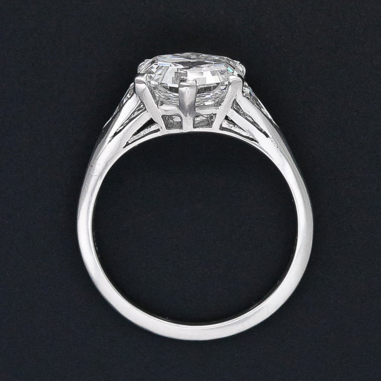 2.91 Carat Hexagon Diamond Platinum Engagement Ring 1
