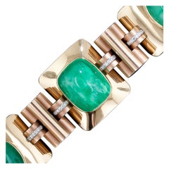 Retro Cabochon Emerald Bracelet