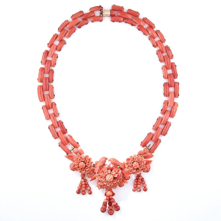 Victorian Antique Carved Coral Necklace