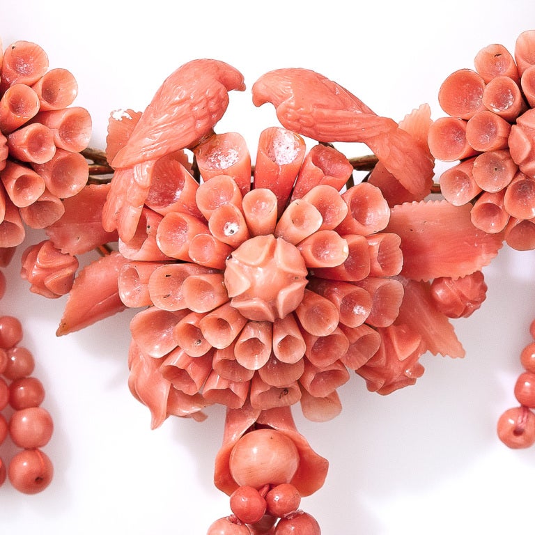 Women's Antique Carved Coral Necklace