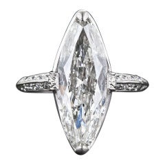 Exquisite Art Deco Cartier 3.98 Carat Marquise Diamond Ring