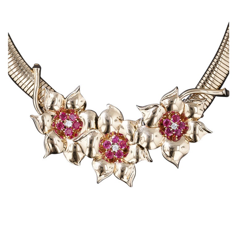 Tiffany & Co. Retro Ruby and Diamond Necklace