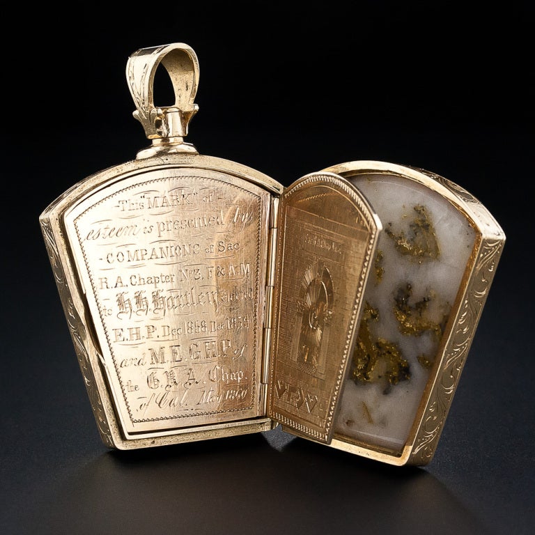 Gold-in-Quartz Masonic Fob - Circa 1860 1