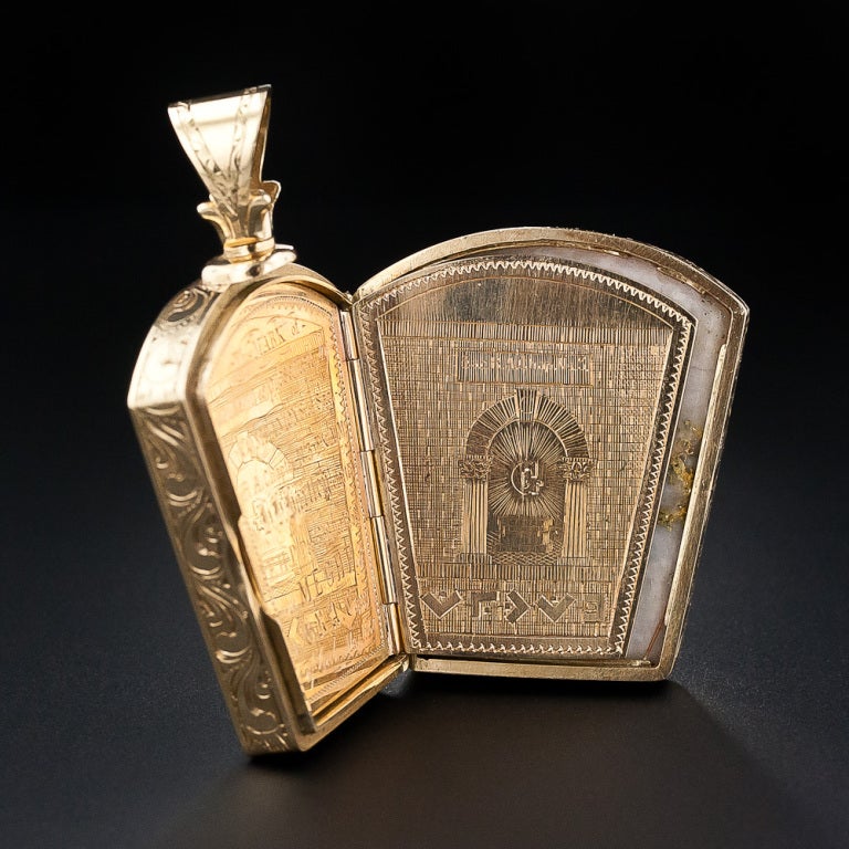 Gold-in-Quartz Masonic Fob - Circa 1860 2