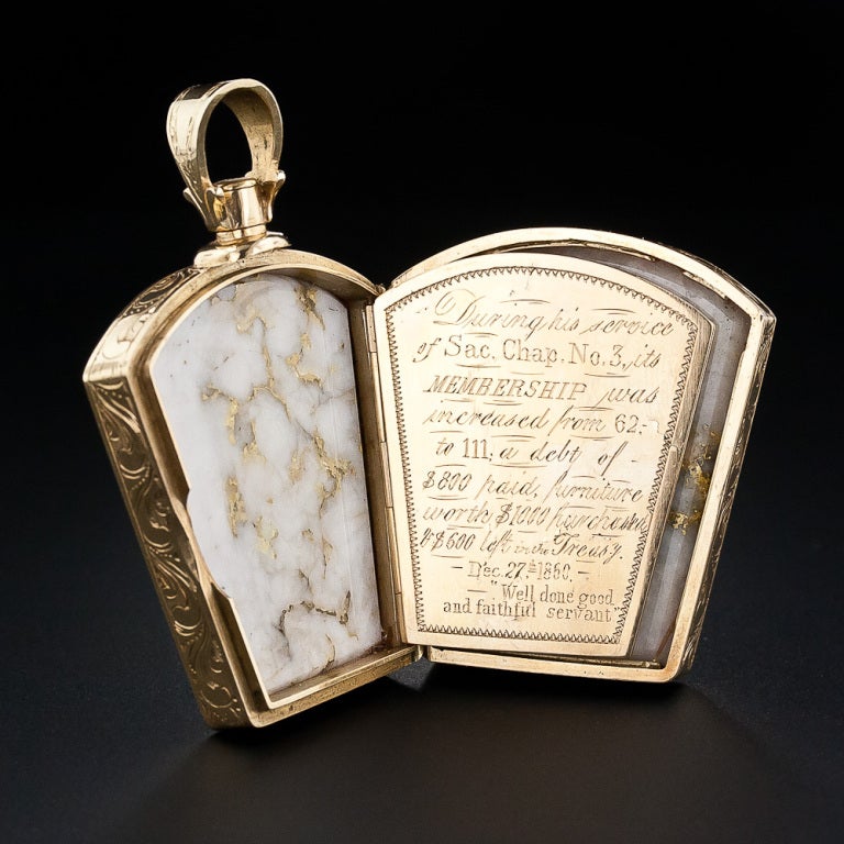 Gold-in-Quartz Masonic Fob - Circa 1860 3