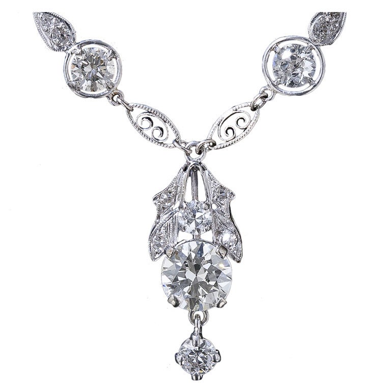 Edwardian Diamond Necklace For Sale