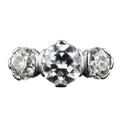 4.00 Carat Total Weight 1930's Diamond Three-Stone Ring 11