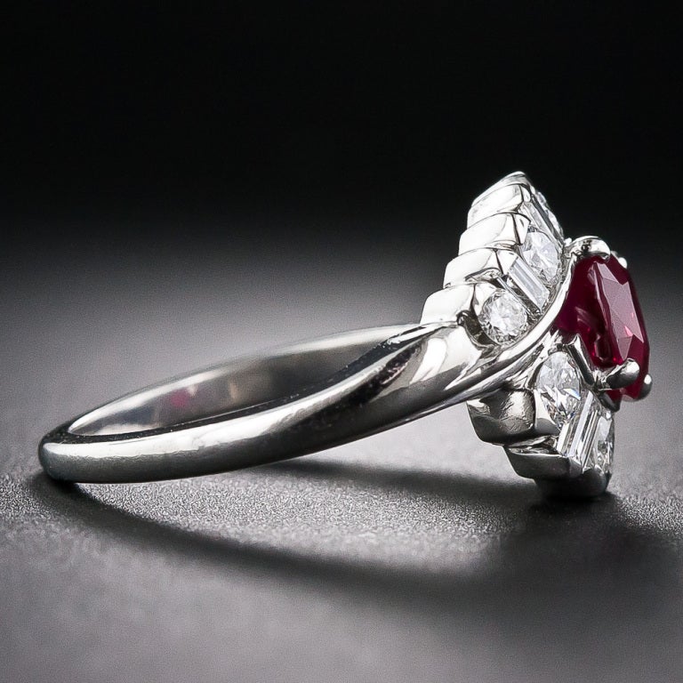 Estate 'No Heat' Burmese Ruby and Diamond Ring In Excellent Condition In San Francisco, CA