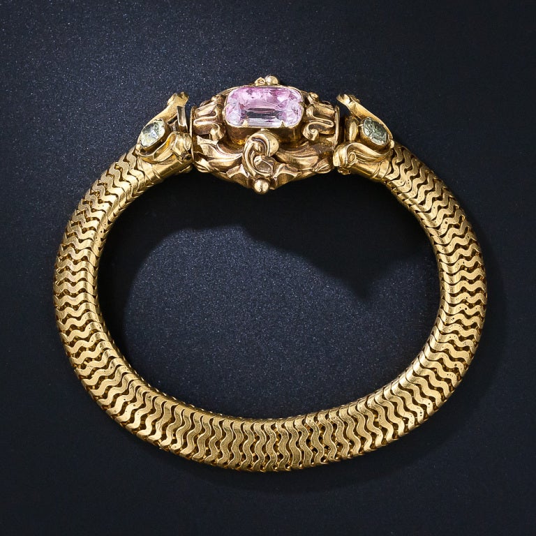 Women's Georgian Gold Foil-Backed Topaz and Chrysoberyl Bracelet