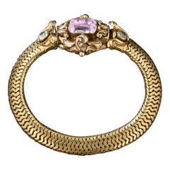 Georgianisches Armband aus Gold mit Foil-Backed Topas und Chrysoberyll