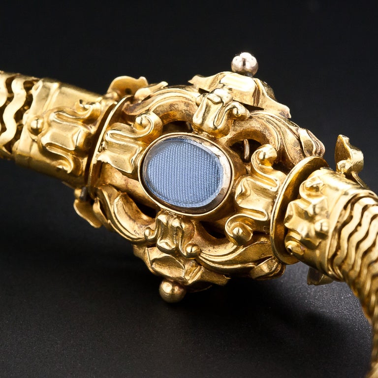 Georgian Gold Foil-Backed Topaz and Chrysoberyl Bracelet 4