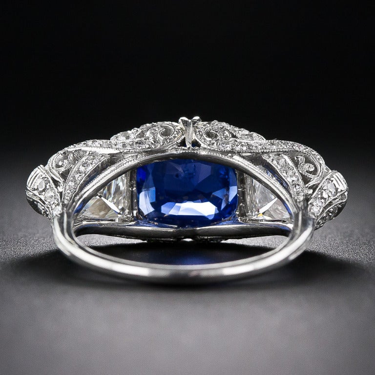 Women's Magnificent 4.10 Carat Sapphire and Diamond Early-Art Deco Ring