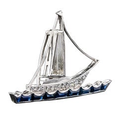 Diamond and Sapphire Sailboat Pin