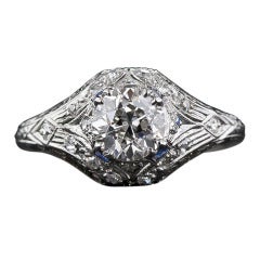 1.11 Carat G-VVS2 Art Deco Diamond Engagement Ring