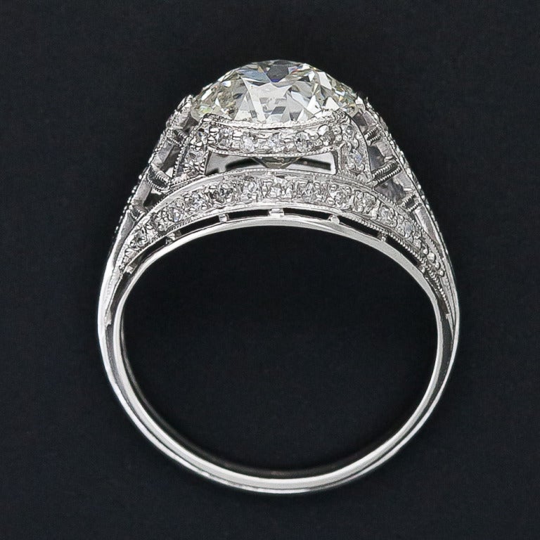Women's 3.17 Carat Art Deco Diamond Ring For Sale