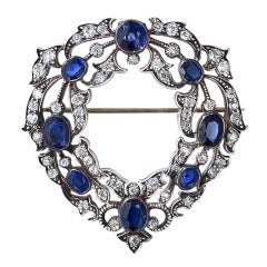 Victorian Sapphire and Diamond Wreath Brooch