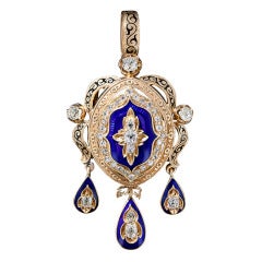 Victorian Diamond and Enamel Pendant/Brooch