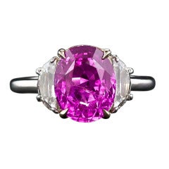3.93 Carat Pink Sapphire and Diamond Ring
