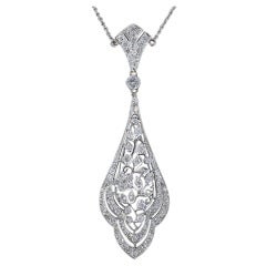 Antique  Diamond Platinum Lavalier Necklace