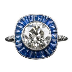 2.86carat Beautiful Diamond and Calibre Sapphire Ring