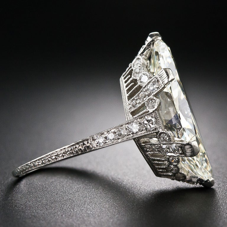 9.55 Carat Marquise/Oval 'Moval' Edwardian Platinum Ring In Excellent Condition In San Francisco, CA