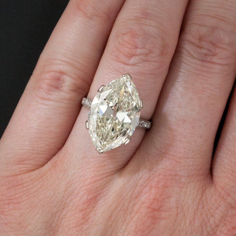 9.55 Carat Marquise/Oval 'Moval' Edwardian Platinum Ring 2
