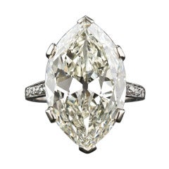 Antique 9.55 Carat Marquise/Oval 'Moval' Edwardian Platinum Ring