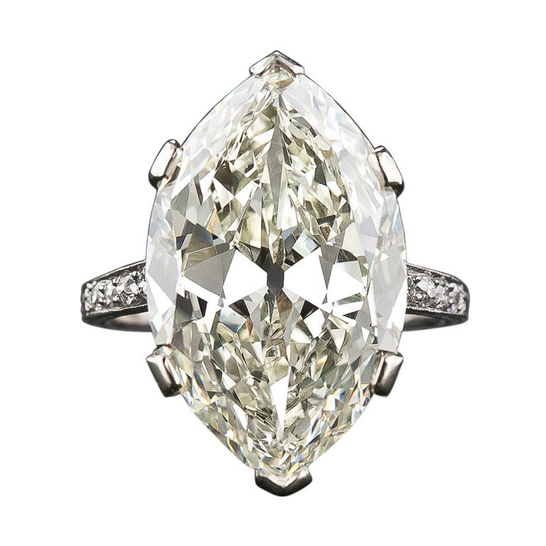 9.55 Carat Marquise/Oval 'Moval' Edwardian Platinum Ring
