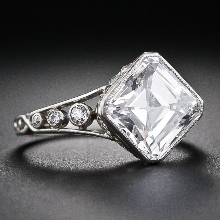 Behold the Holy Grail of diamond engagement rings! Simply put - the finest of its kind. A perfect, and perfectly unique, antique diamond ring from the turn-of-the-twentieth century featuring a 'D' color 'Internally Flawless' early square emerald cut