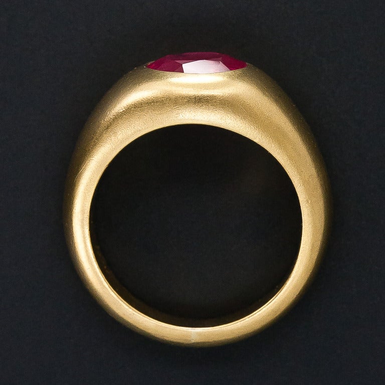 Women's or Men's 3.37 Carat No Heat Ruby Gypsy Style Ring
