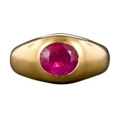3.37 Carat No Heat Ruby Gypsy Style Ring