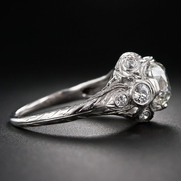 Edwardian 2.02 Carat Vintage Diamond Engagement Ring For Sale