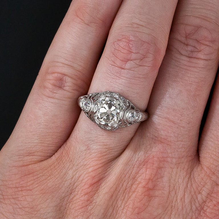 2.02 Carat Vintage Diamond Engagement Ring For Sale 1