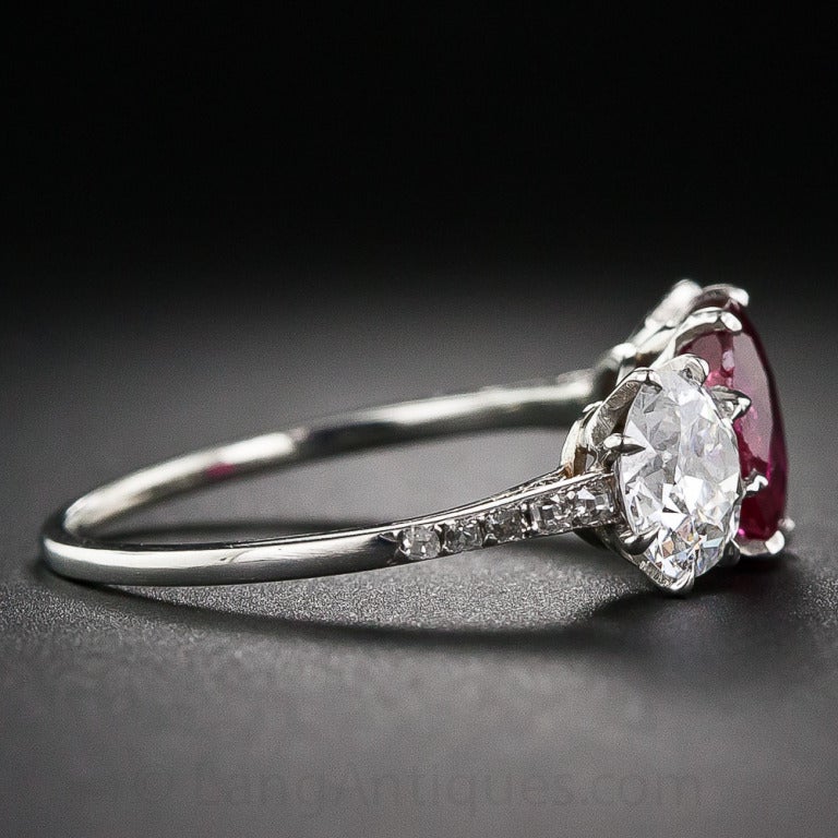Art Deco 1.74 Carat Ruby and Diamond Ring