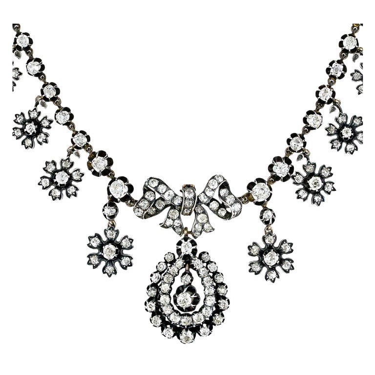 Antike Diamant-Halskette im Angebot