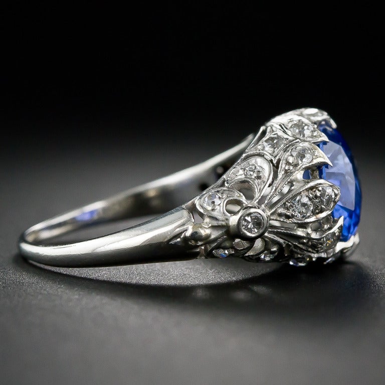 3.23 Carat Sapphire and Diamond Edwardian Ring In Good Condition In San Francisco, CA