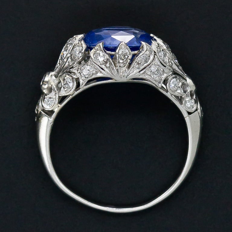 Women's 3.23 Carat Sapphire and Diamond Edwardian Ring